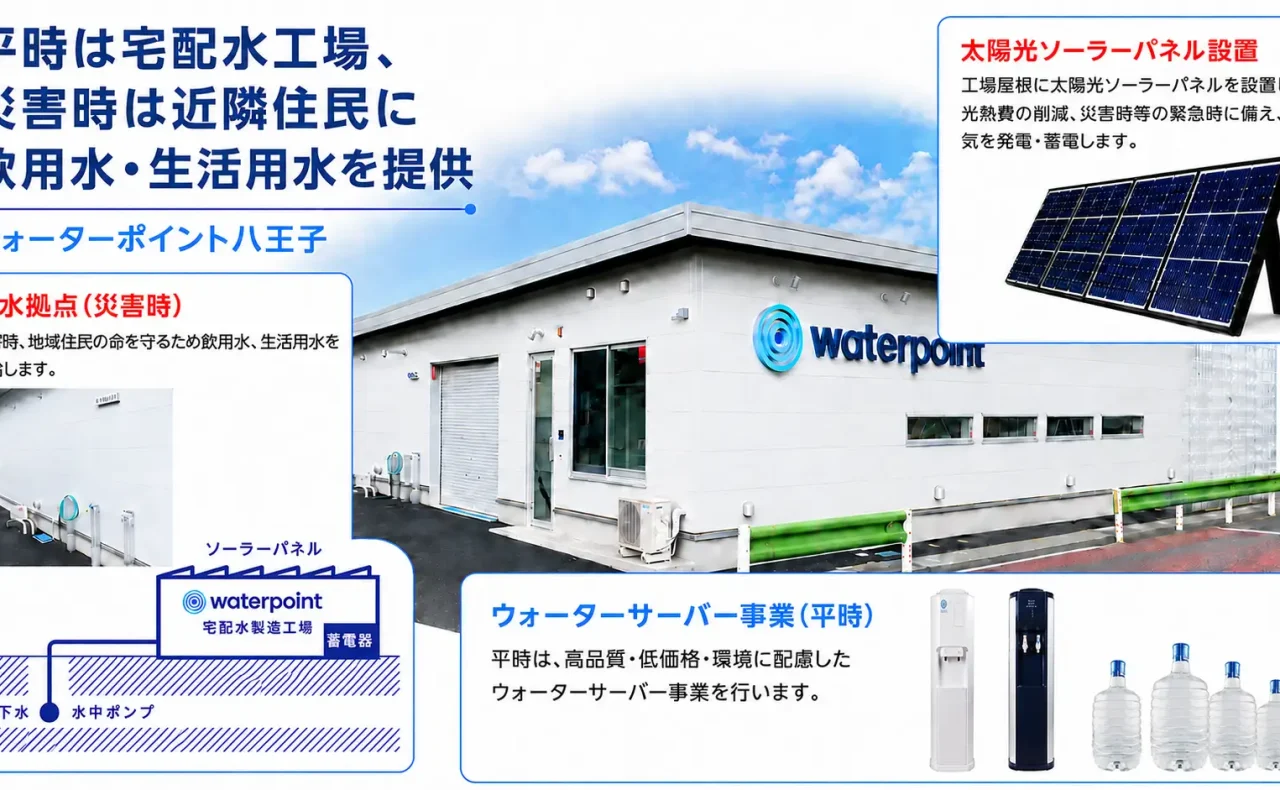 平時は宅配水工場、災害時は地域の給水拠点へ 切替型浄水システムで特許を取得しました。